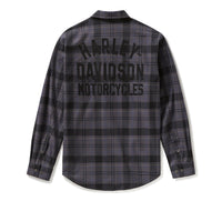 Men's Racer Font Yarn Dyed Plaid Shirt - Plaid - Asphalt & Harley Black