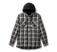 Men's Hooded Plaid Long Sleeve Shirt