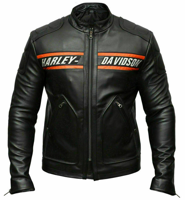 Men's Passing Link Harley Davidson Motorcycle Leather Jacket Goldberg