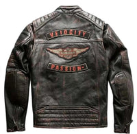 HD Motorcycle Triple Vent Detonator Distressed Leather Jacket