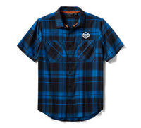 Men's H-D TECH Coolmax Plaid Shirt - Plaid - Nebulas Blue & Harley Black