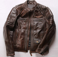 HD Motorcycle Triple Vent Detonator Distressed Leather Jacket