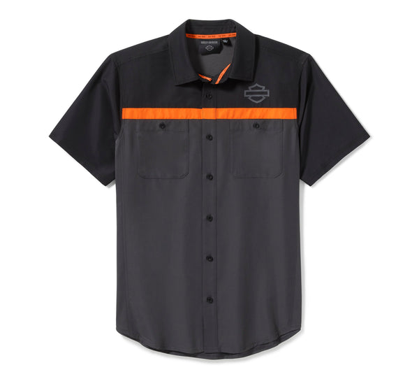 Men's H-D TECH Vented Shirt - Colorblock - Asphalt & Harley Black
