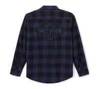 Men's Bar & Shield Buffalo Check Flannel - Plaid - Mood Indigo/Harley Black