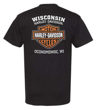 Harley-Davidson® Men's Orange Bar & Shield Black T-Shirt 30290591