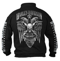 Harley-Davidson® Men's Lightning Crest 1/4 Zip Cadet Pullover Sweatshirt, Black