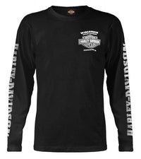 Harley-Davidson® Men's Skull Lightning Crest Graphic Long Sleeve Shirt, Black