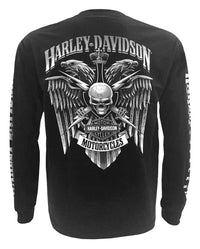 Harley-Davidson® Men's Skull Lightning Crest Graphic Long Sleeve Shirt, Black