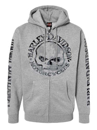 Harley-Davidson® Men's Zippered Sweatshirt Jacket H-D Skull Hoodie Gray 30296653