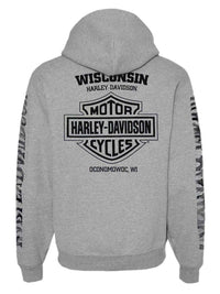 Harley-Davidson® Men's Zippered Sweatshirt Jacket H-D Skull Hoodie Gray 30296653