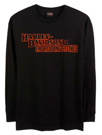 Harley-Davidson® Men's Rolling Stones Stacked Long Sleeve Cotton Shirt - Black