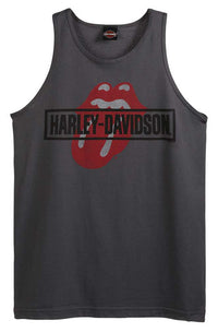 Harley-Davidson® Men's Rolling Stones Mash Sleeveless Cotton Tank Top, Charcoal
