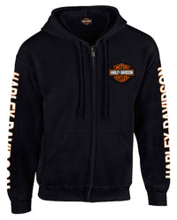 Harley-Davidson® Men's Hooded Sweatshirt, Bar & Shield Zip Black Hoodie 30299142
