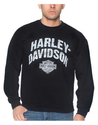 Harley-Davidson® Men's Streamer Crew-Neck Pullover Fleece Sweatshirt - Black