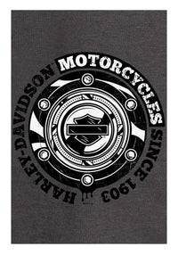 Harley-Davidson Men's Gas Cap Chest Pocket Short Sleeve T-Shirt - Charcoal Gray