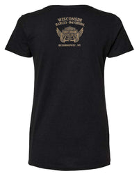Harley-Davidson Women's Metallic Phantom Short Sleeve Scoop Neck Tee - Black