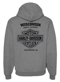 Harley-Davidson® Men's Fading Bar & Shield Pullover Fleece Hoodie - Heather Gray