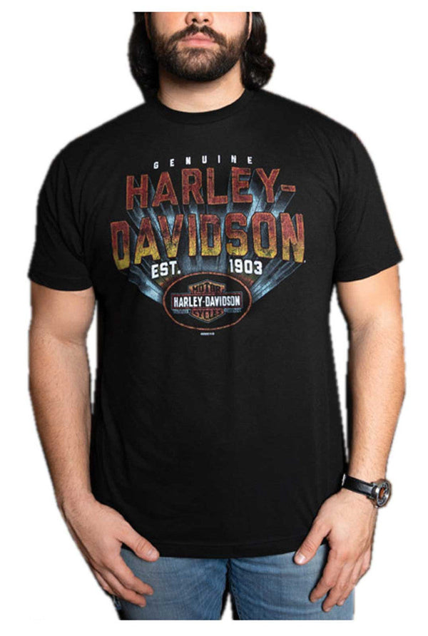 Harley-Davidson® Men's 3D Script Crew-Neck Short Sleeve Cotton T-Shirt - Black