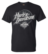 Harley-Davidson® Men's Badge Rust Crew-Neck Short Sleeve Cotton Shirt - Black
