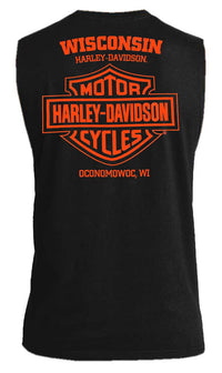 Harley-Davidson® Men's Remains B&S Sleeveless Cotton Muscle Shirt, Black