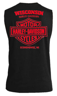 Harley-Davidson® Men's Arched Fangs Sleeveless Chest Pocket Muscle Tee, Black