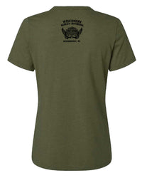 Harley-Davidson Women's Rugged Arch V-Neck Short Sleeve Tee, Wash Olive