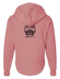 Harley-Davidson® Women's Color Script Curved Hem V-Neck Pullover Hoodie - Rose