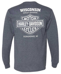 Harley-Davidson® Men's Finest Bike Long Sleeve Crew-Neck Shirt, Dark Heather