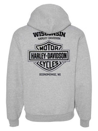 Harley-Davidson® Men's Retrograde Zip-Up Hoodie Sweatshirt – Sport Gray