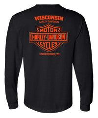 Harley-Davidson® Men's Advisory Long Sleeve Chest Pocket Cotton Shirt, Black