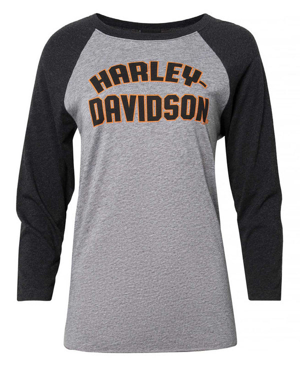 Harley-Davidson® Women's Jersey 3/4-Sleeve Raglan T-Shirt, Black & Gray