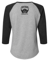 Harley-Davidson® Women's Jersey 3/4-Sleeve Raglan T-Shirt, Black & Gray