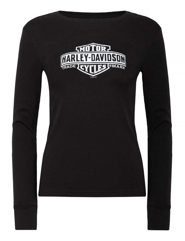 Harley-Davidson® Women's Elongated Bar & Shield Long Sleeve Shirt, Black