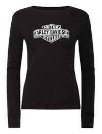 Harley-Davidson® Women's Elongated Bar & Shield Long Sleeve Shirt, Black