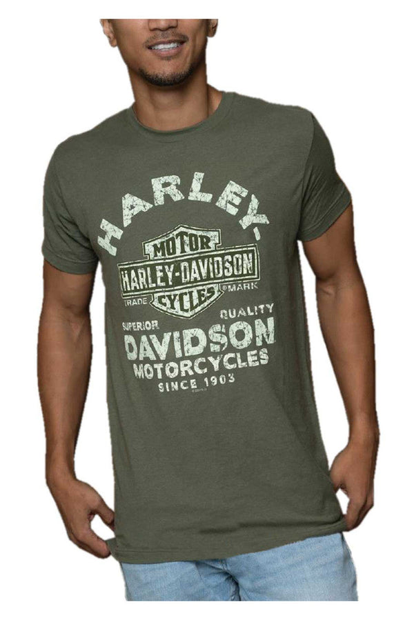 Harley-Davidson® Men's Raging Short Sleeve Cotton Crew-Neck Tee, Military Green