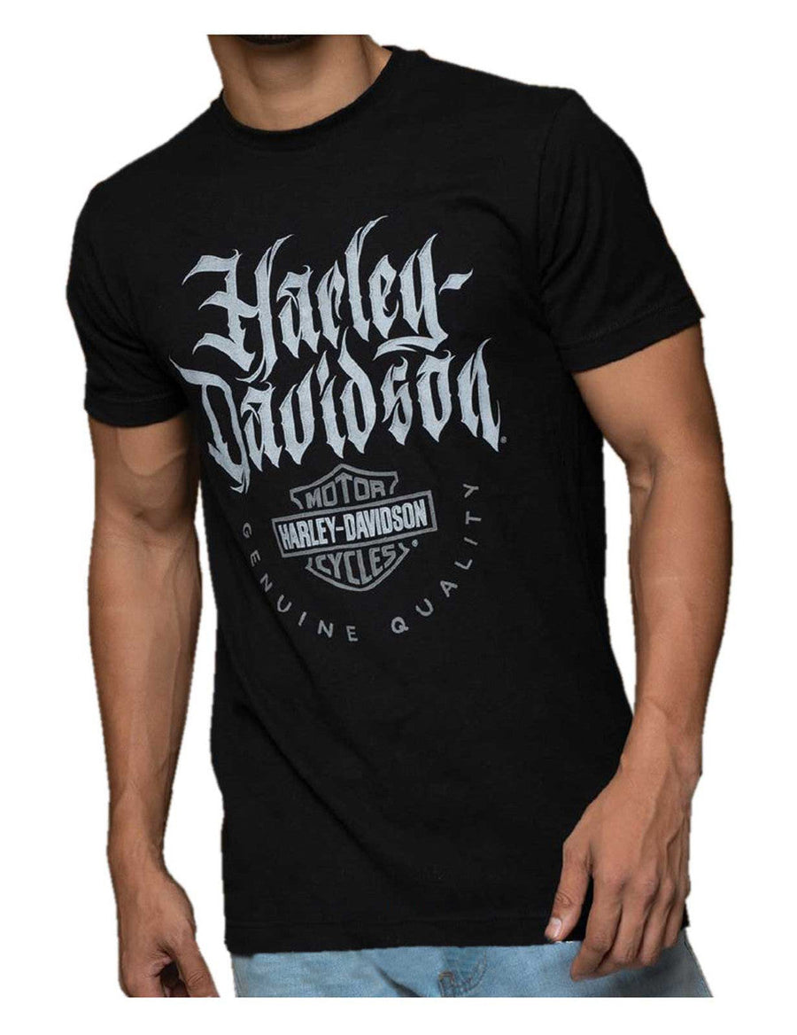 Harley-Davidson® Men's Blackletter Short Sleeve Crew-Neck T-Shirt, Black