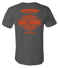 Harley-Davidson® Men's Arcs Short Sleeve Chest Pocket Cotton Tee, Charcoal