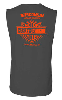 Harley-Davidson® Men's Terrace Sleeveless Cotton-Blend Muscle Shirt, Charcoal