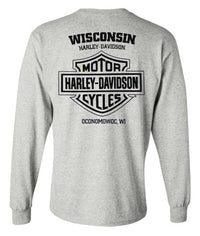 Harley-Davidson® Men's Serrate Long Sleeve Cotton-Blend Shirt, Sport Gray