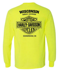 Harley-Davidson® Men's Definite Long Sleeve Poly-Blend Shirt, Safety Green