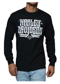 Harley-Davidson® Men's Streets Long Sleeve Cotton Crew-Neck Shirt, Black