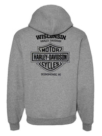 Harley-Davidson Men's Loot Zip-Up Poly-Blend Hoodie Sweatshirt, Graphite Heather