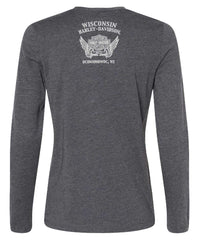 Harley-Davidson Women's Steep Cross Strap Long Sleeve Shirt, Dark Gray