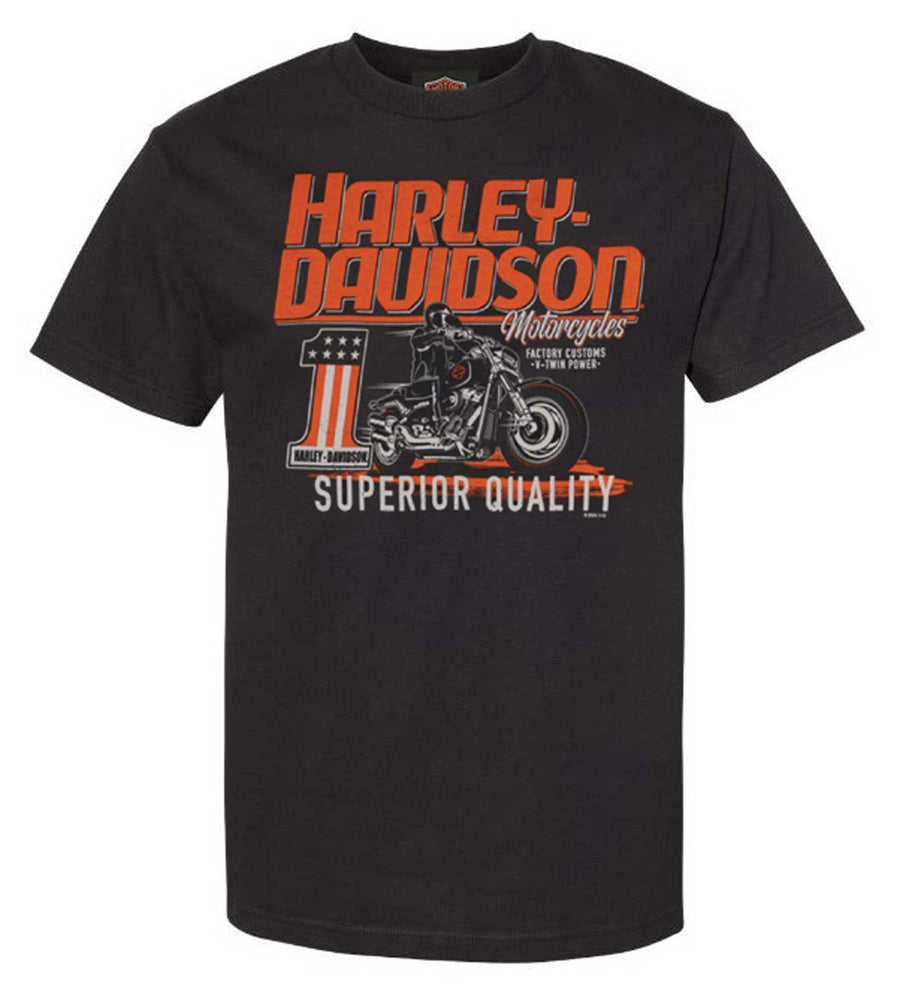 Harley-Davidson Men's Pacesetter Short Sleeve Crew-Neck Cotton T-Shirt, Black