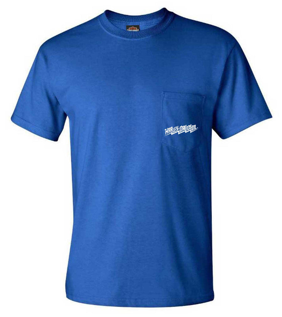 Harley-Davidson® Men's Striking Short Sleeve Chest Pocket Cotton T-Shirt, Royal