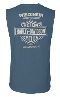 Harley-Davidson® Men's Star Proud Sleeveless Cotton Muscle Shirt, Ensign Blue