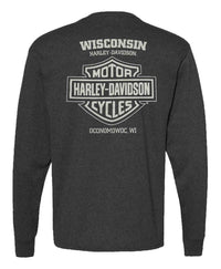 Harley-Davidson® Men's Sharpened Long Sleeve Poly-Blend Shirt, Charcoal