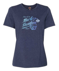 Harley-Davidson® Women's Rockers Scoop Neck Cotton Short Sleeve Tee, Indigo