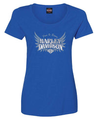 Harley-Davidson® Women's Cool Wing Foil Crew-Neck Short Sleeve Tee, Royal