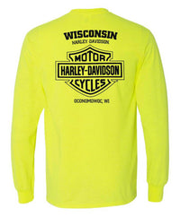 Harley-Davidson® Men's Portion Poly-Blend Long Sleeve Shirt, Safety Green